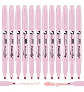 Cgerma Pink Highlighter 12 Pack, Mild Pastel Color, Chisel Tip Bible Highlighters No Bleed, Quick...