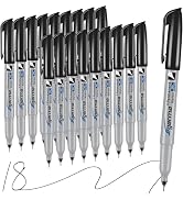 Cgerma Ultra Fine Point Permanent Markers Black, 18 Pack Ultra Fine Tip Markers, Waterproof, Quic...