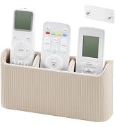 Cretkhp 3 Compartments Remote Control Holder Wall Mount, PU Leather TV Remote Holder Caddy for TV...
