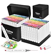 Taotree Alcohol Markers 100 Colors with Case & Holders, Dual Tips Art Coloring Markers Pens, Chis...