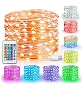BEEWIN USB Fairy String Lights, 33Ft 100 LED Waterproof 16 Vibrant Color Changing Twinkle Lights ...