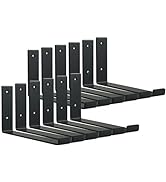 HEART ART Black Shelf Bracket 8 inch, Shelf Bracket 12 Pack,J Metal Heavy Duty Shelf Support Brac...