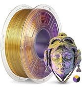 JAYO Silk PLA Filament 1.75mm Tri-Colors Black Gold Purple, Coextrusion Triple Colors 3D Printer ...