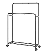 Simple Trending Clothing Clothes Rack Double Rods with Wheels, Rolling Metal Garment Rack for Han...