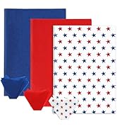 Whaline 90 Sheets Patriotic Tissue Paper Blue Red Star Gift Wrapping Paper 4th of July Decorative...