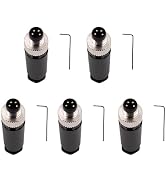 5PCS M8 4 Pin Connector Field Wireable A Coding Industrial Circular Connector Straight Male Assem...
