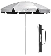 G4Free UPF 50+ 6.5ft Beach Umbrella with Sand Anchor UV Protection Portable Sun Shade 6.5 Foot He...