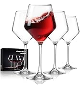 FrutPunch Hand-Blown Crystal Wine Glasses Set of 4, 16OZ, Long Stem Glasses for Red and White Win...