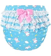 LittleForBig Silky Washable Reusable Waterproof Ruffled Lace Bow Snuggle Bunny Pattern Ruffle Adu...