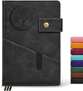 PAIBAS Blank Journal Notebook, A5 Hardcover Leather Sketchbook with 200 Pages Thick Blank Paper f...