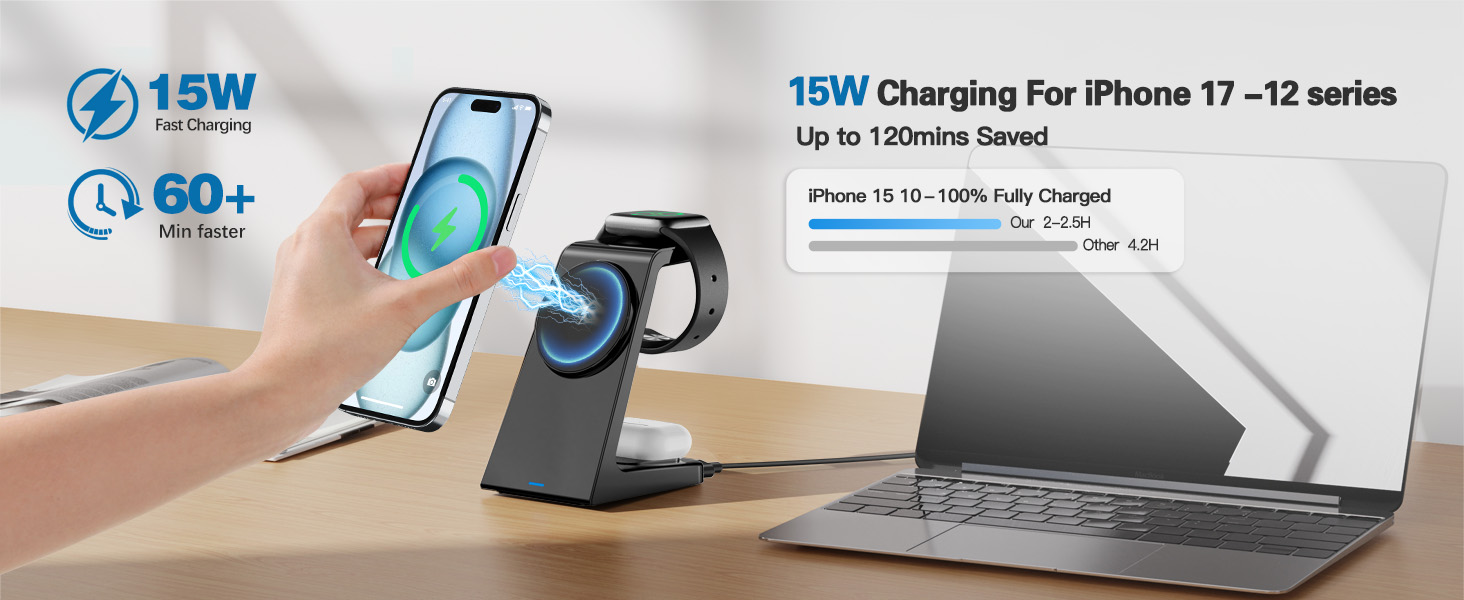 3 in 1 Magnetic Wireless Charging Station Charger Stand Magnetic Wireless Charger for iPhone