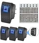 Anina 4PCS Rocker Switches 4Pin SPST 20A/12V 10A/24V ON/Off Set with Night Glow Sticker, Blue LED...