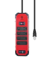 OSKOS 8-Outlet Workshop Surge Protector with 4-Foot Extension Cord, Two USB 2.4A Ports (1A1C), 50...