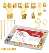 CrimsonMark 303-Piece Picture Hanging Assortment, Heavy Duty Hooks, Nails, Sawtooth, D-Rings, Wir...