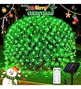 JMEXSUSS Green Solar Christmas Lights Outdoor, 320 LED 9.8ft x 6.6ft Christmas Net Lights Waterpr...