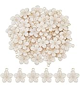 DICOSMETIC 50Pcs Cherry Blossoms Flower Charms Enamel Flower Charms Cute White Flower Charms for ...
