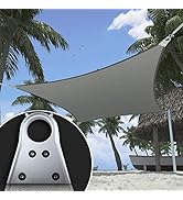 ShadeMart 8' x 12' Grey Rectangle Super Ring Sun Shade Sail Canopy Reinforced Edges SMTADR Awning...