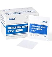 JMU 100 Count Gauze Pads 4x4 Sterile, 8-Ply, Individually Wrapped, Non-Woven Disposable Medical G...