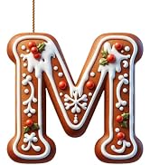 Gingerbread 26 Letter Ornaments for Christmas Tree Creamy Berries Gingerbread Alphabet Monogram C...