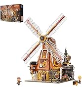 PANTASY Steampunk Windmill Workshop Building Set - Dutch Windmill Architecture with Mechanical Dr...