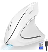 TECKNET Ergonomic Mouse, Rechargeable 2.4G+Bluetooth Vertical Mice 6 DPI Adjustable, Wireless Opt...