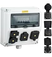 JINDOUZI RV Power Outlet Box, RV Power Outlet Panel with Breaker, with NEMA 14-50R?NEMA TT-30R?NE...