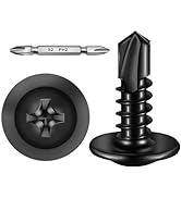 Mywish 300Pcs #10×5/8"Self Tapping Screws for Sheet Metal 410 Black Oxide Stainless Steel Truss H...