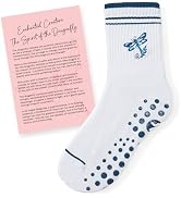 CoolMate Embroidered Pilates Socks with Grips for Women, Yoga Socks, Crew Non Slip Women for Work...