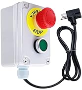 mxuteuk 120V 10A Magnetic Switch Table Saw Safety Switch Power Tool Switch Emergency Stop Push Bu...