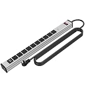 Oviitech10 Outlets Aluminum Power Strip Metal Socket Heavy Duty with 6 Ft Extension Cord, Worksho...