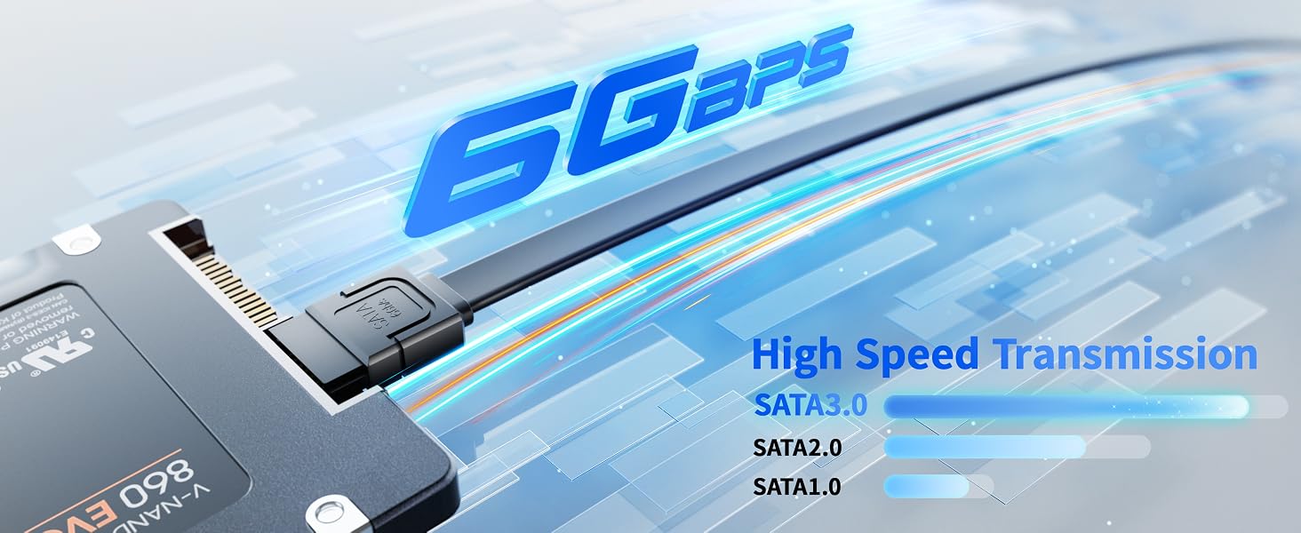 SATA III (6 Gbit/s) Straight Data Cable with Locking Latch for HDD/SSD/CD and DVD Drives