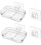 Bar Soap Dish 2 Pack,Self Draining Soap Holder for Shower,Wall Mounted Soap Saver with Strong Adh...