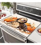 HOMETITUTE Stove Top Covers for Electric Stove 28x20 Inches Fall Dog Pumpkin Design Heat Resistan...
