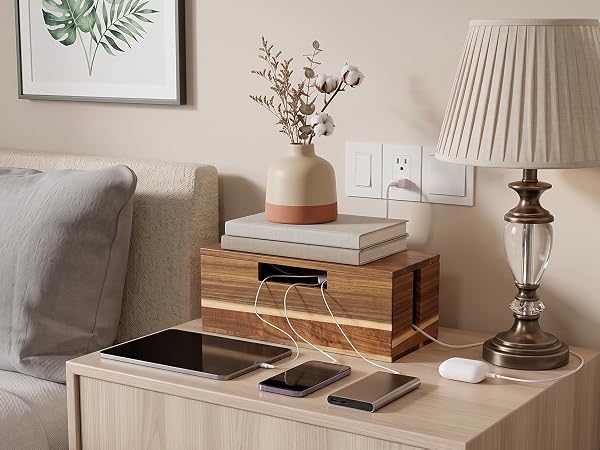 decorative box cable management box large wooden storage box outlet shelf with cord storage