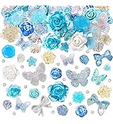 BEEFLIYNG 1 PACK Random Mixed 3D Resin ABS Colorful Rose Flower Butterfly Bow Charm Pearl Bead Ac...