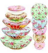 Patelai 10 Pcs Reusable Bowl Covers for Bread Proofing Stretch Cloth Fabric Halloween Floral Styl...