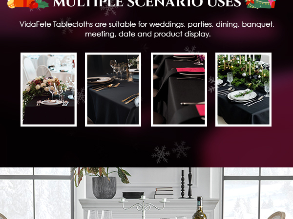 VidaFete rectangle tablecloth black tablecloth