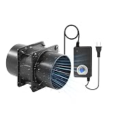 AMCHIXIN 3.15” 12V DC Small Exhaust Duct Fan with Speed Control and 2-Pack 3" Square to Round Duc...