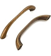 10 Pack Antique Brass Cabinet Pulls, 5 Inch Kitchen Cabinet Handles | 5 in (128mm) Hole Center So...