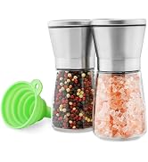M JINGMEI Stainless Steel Salt and Pepper Grinder Set of 2 - Pepper Mill & Salt Mill with Adjusta...