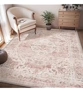 AMOAMI-4X6 Area Rugs for Living Room -Soft Vintage Bedroom Rug-Non Slip Washable Rug-Throw Rug fo...