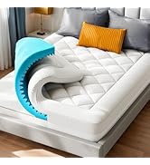 PERLECARE Dual Layer 4 Inch Queen Mattress Topper for Back Pain, 2.5 Inch Cooling Egg Crate Gel M...