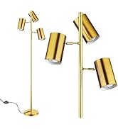 Tree Floor Lamp with 3 Light Bulbs,Gold Standing Tall Pole Lamp with 3 Adjustable Rotating Lights...