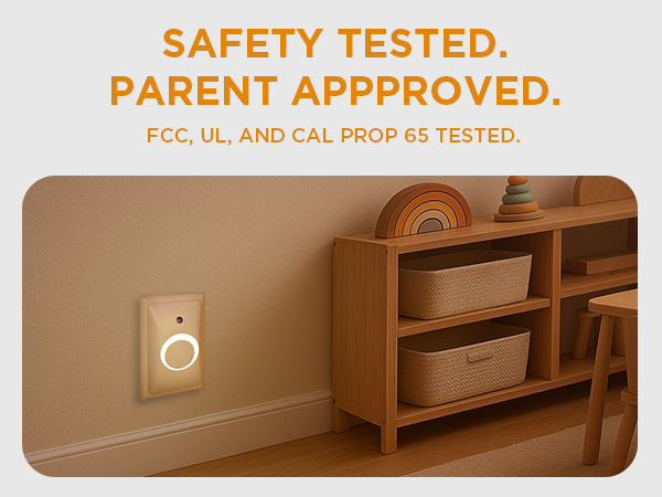 Childproof outlet cover night light with auto sensor no screw install easy