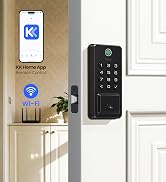 Veise DK012W Wi-Fi Fingerprint Smart Deadbolt Lock, Matte Black | Built-in Wi-Fi, APP Remote Cont...
