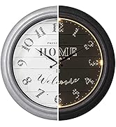 Presentime & Co 18" Vienna Modern Farmhouse Luminous Indoor/Outdoor Clock, Shiplap Style, Galvani...