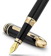 BEILUNER 315 Black Fountain Pen,Stunning Luxury Pens with 24K Gold Accents, Gorgeous 24K Gilded N...