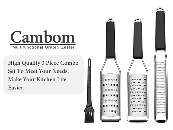 Cambom Lemon Zester Cheese Grater Citrus Zester Pack of 3
