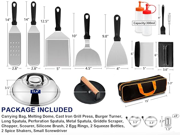 griddle accessories for blackstone black stone flattop kit 18pcs smash burger press grill spatula