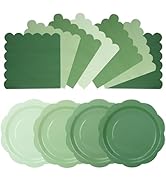 CENLBJ 96pcs Green Plates and Napkins Party Supplies,Gradient Green Disposable Tableware Include ...